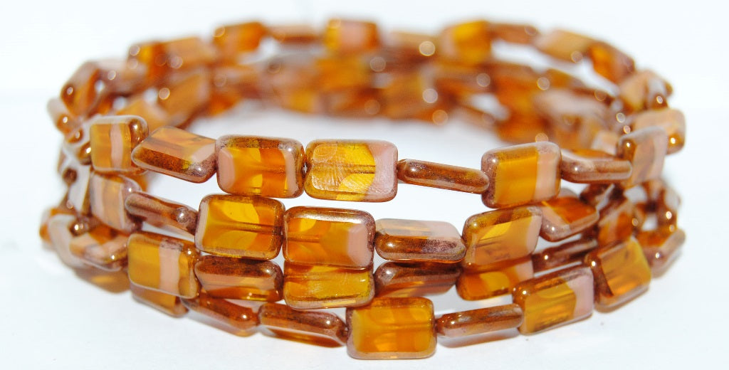 Table Cut Rectangle Beads, 90027402 Bronze (90027402 14415), Glass, Czech Republic