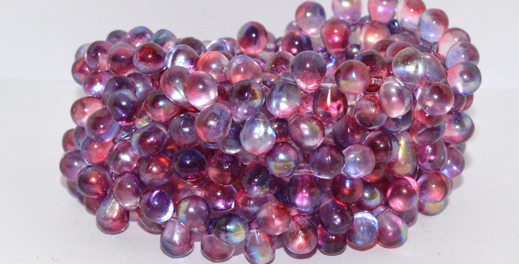 Pear Drop Pressed Glass Beads, Crystal 48114 (30 48114), Glass, Czech Republic