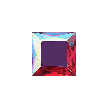 Square Faceted Pointed Back (Doublets) Crystal Glass Stone, Red 8 Transparent With Ab (70350-K-Abt), Czech Republic