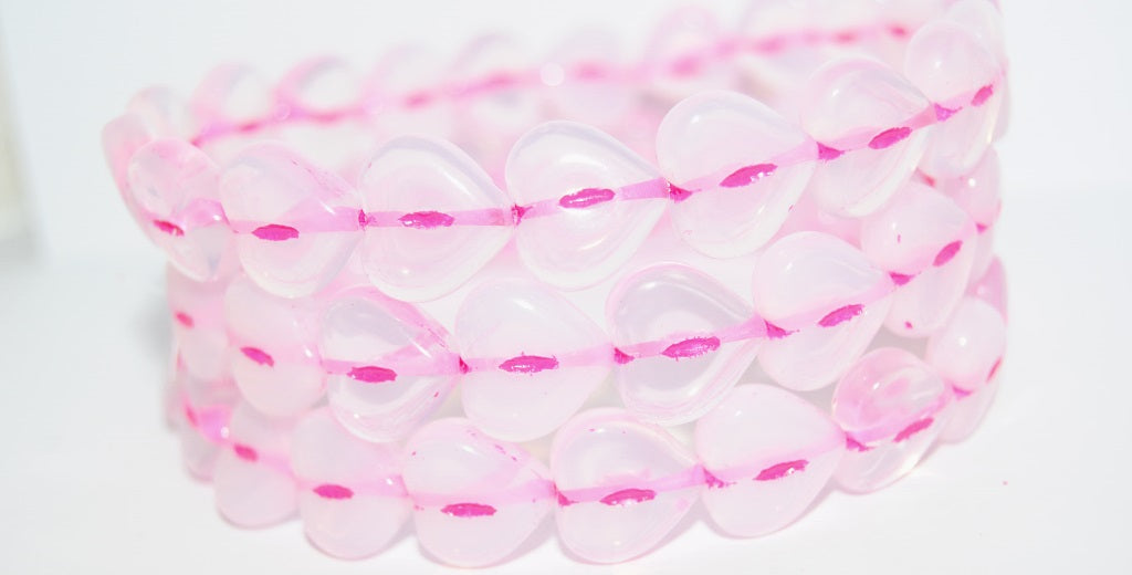 Heart Pressed Glass Beads, (01000B 46470), Glass, Czech Republic