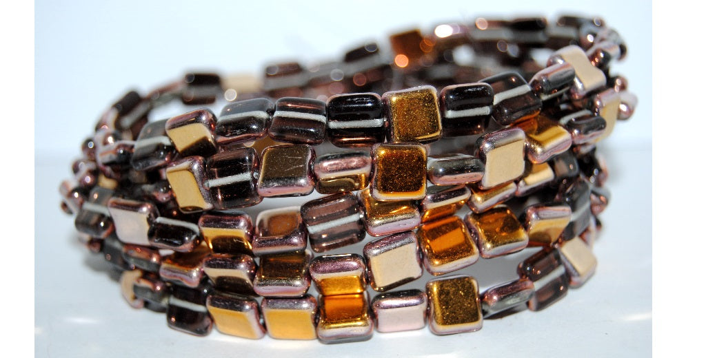 Flat Square Pressed Glass Beads, Gray 27101 (40010 27101), Glass, Czech Republic