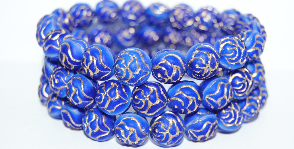 Round Rose Pressed Glass Beads, (37005 54202 Mat), Glass, Czech Republic