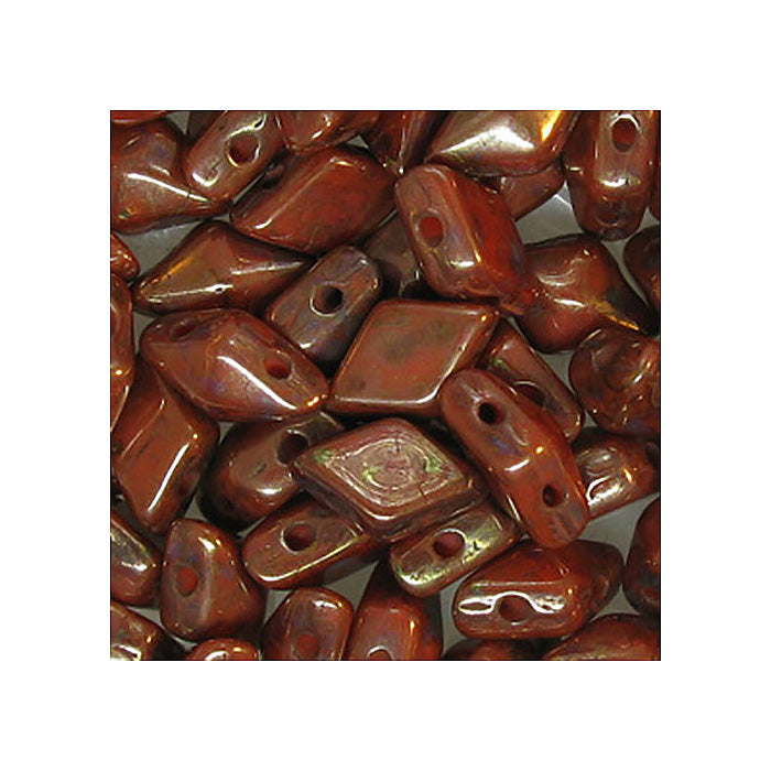 DIAMONDUO glass two-hole beads rhombus gemduo Red Brown Glass Czech Republic