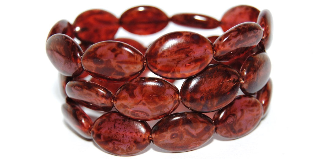 Oval Pressed Glass Beads, 71010B Travertin (71010B 86800), Glass, Czech Republic