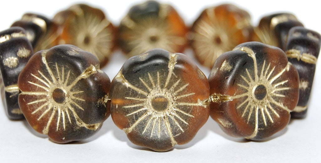 Hawaii Flower Pressed Glass Beads, (37101 54202), Glass, Czech Republic