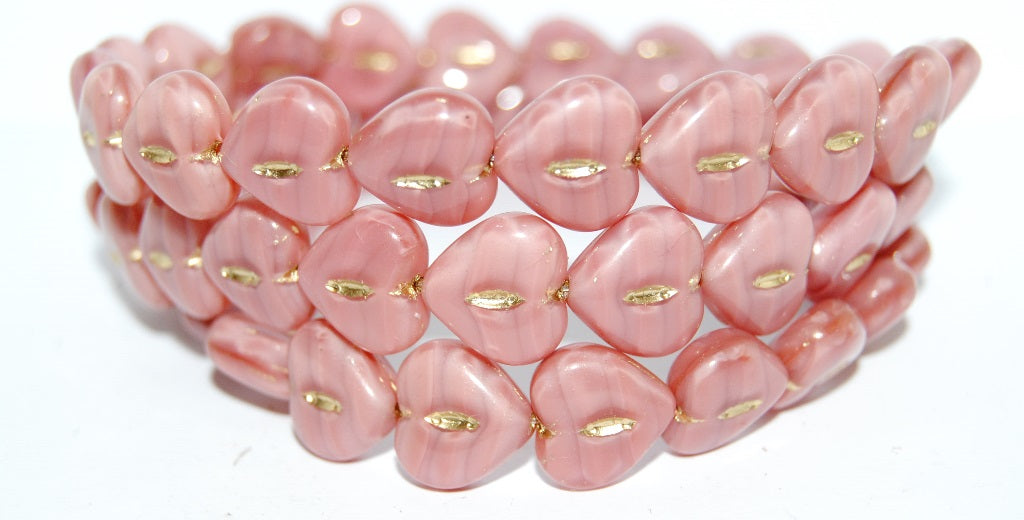 Heart Pressed Glass Beads, (76027 54202), Glass, Czech Republic