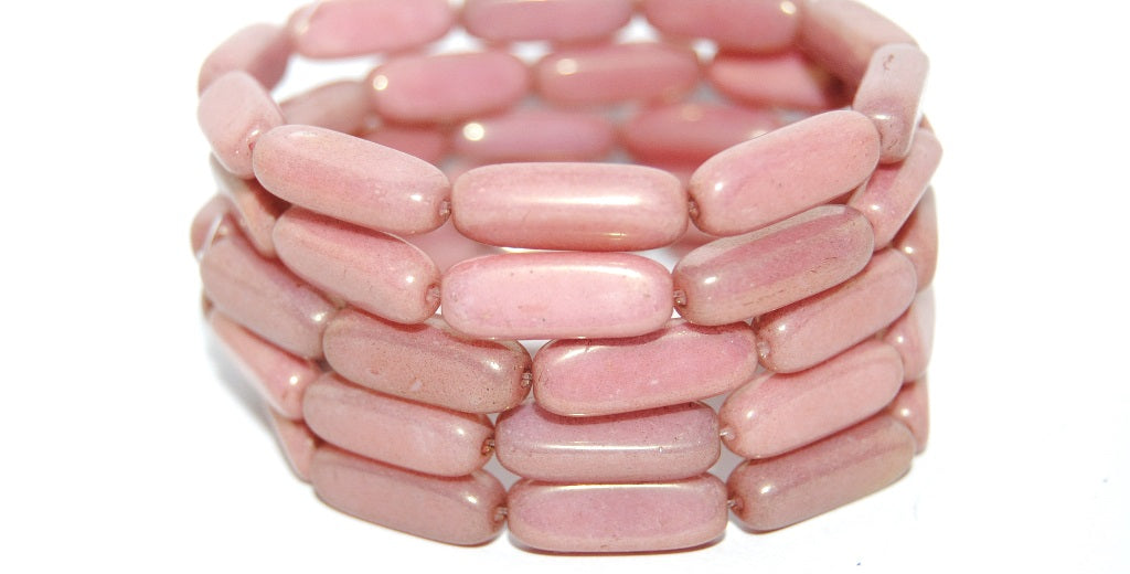 Rectangle Pressed Glass Beads, Luster Red Full Coated (14495), Glass, Czech Republic