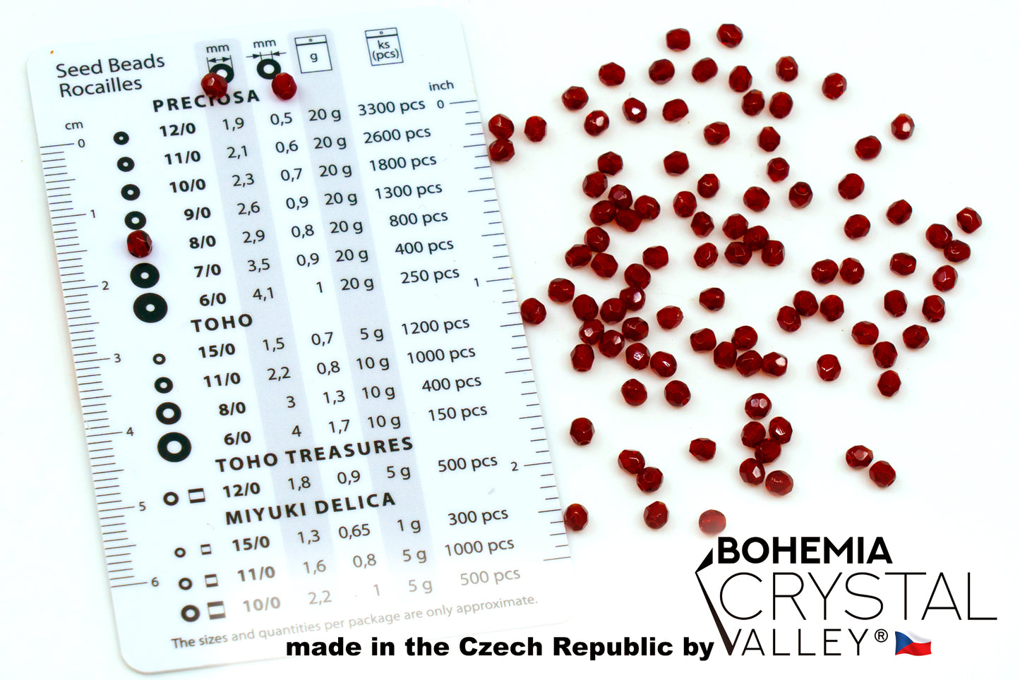 Faceted Fire Polished Pressed Czech Glass Beads, Bohemian Dark Ruby Red - 90100