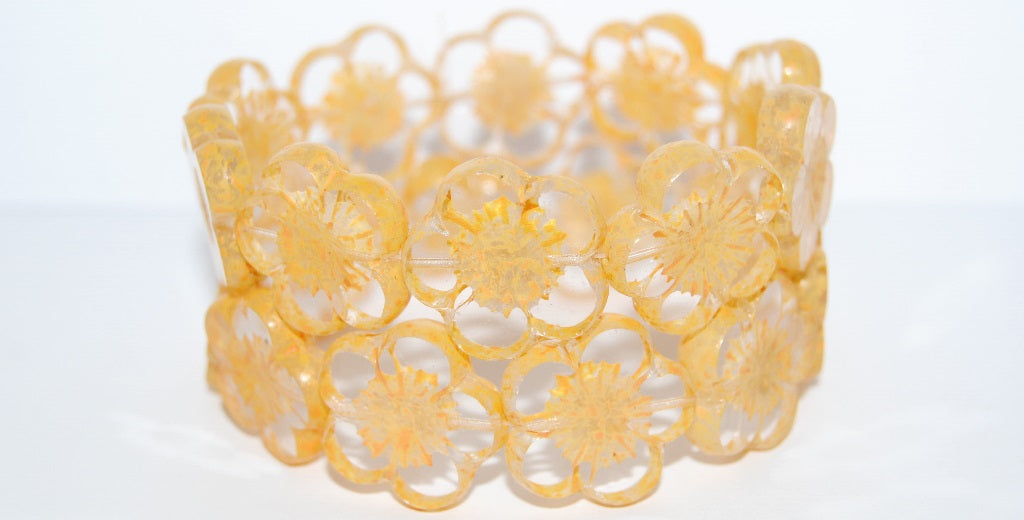 Table Cut Flower Beads Hibiscus, (21 43605 Lava Glass), Glass, Czech Republic