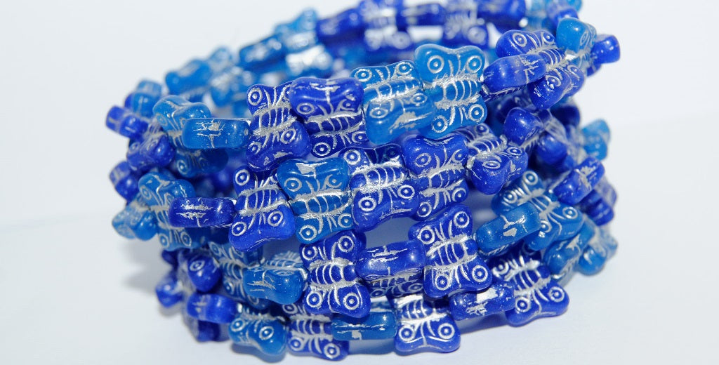 Butterfly Pressed Glass Beads, Mixed Colors Blue Opal 54201 (Mix Blue Opal 54201), Glass, Czech Republic