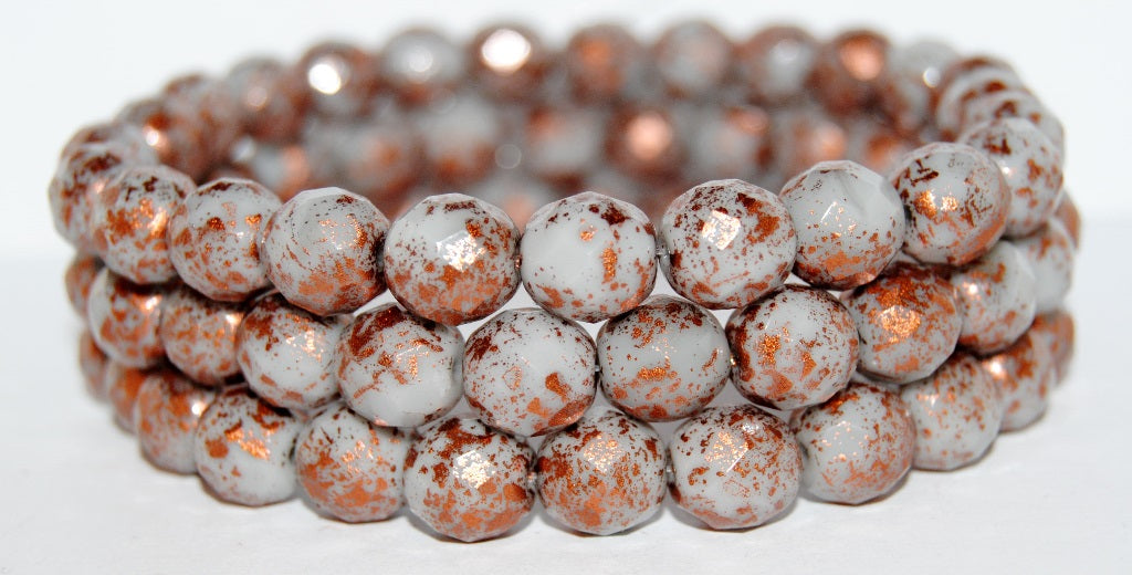 Fire Polished Round Faceted Beads, Opaque Gray 94402 (43010 94402), Glass, Czech Republic