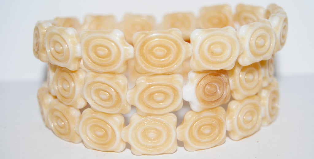 Spiral Turtle Pressed Glass Beads, Dark Beige (7193), Glass, Czech Republic