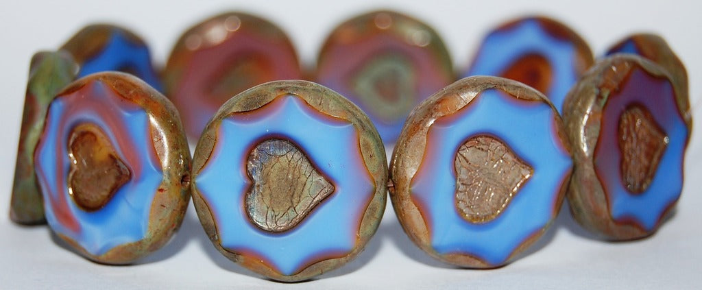 Table Cut Round Beads With Heart, (37724 43400), Glass, Czech Republic