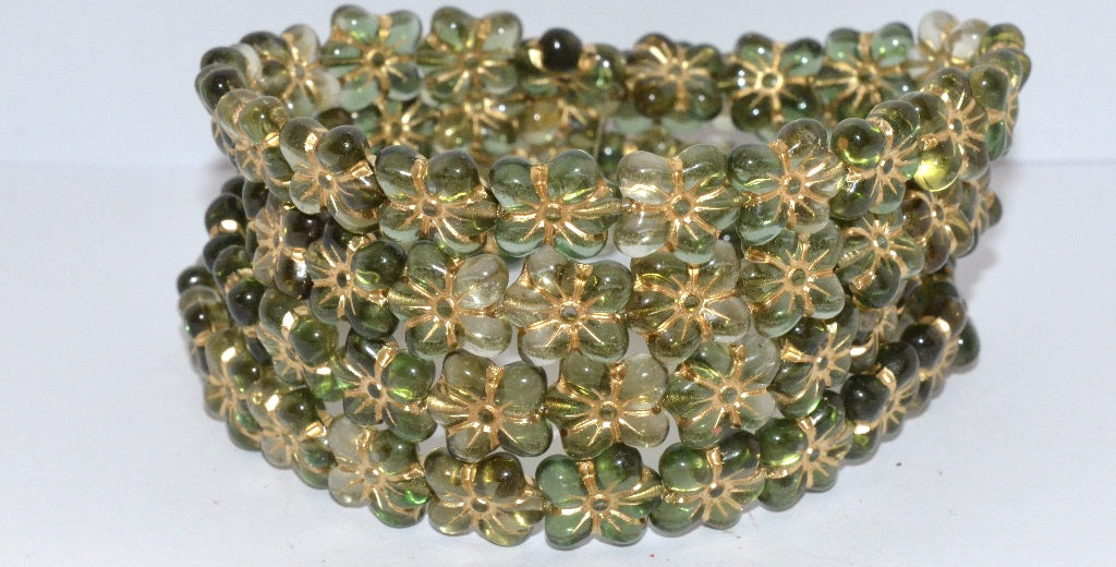 Flower Pressed Glass Beads, (30015220 54202), Glass, Czech Republic