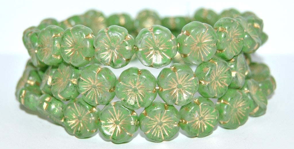 Hawaii Flower Pressed Glass Beads, (Lava Glass 43616 54202), Glass, Czech Republic