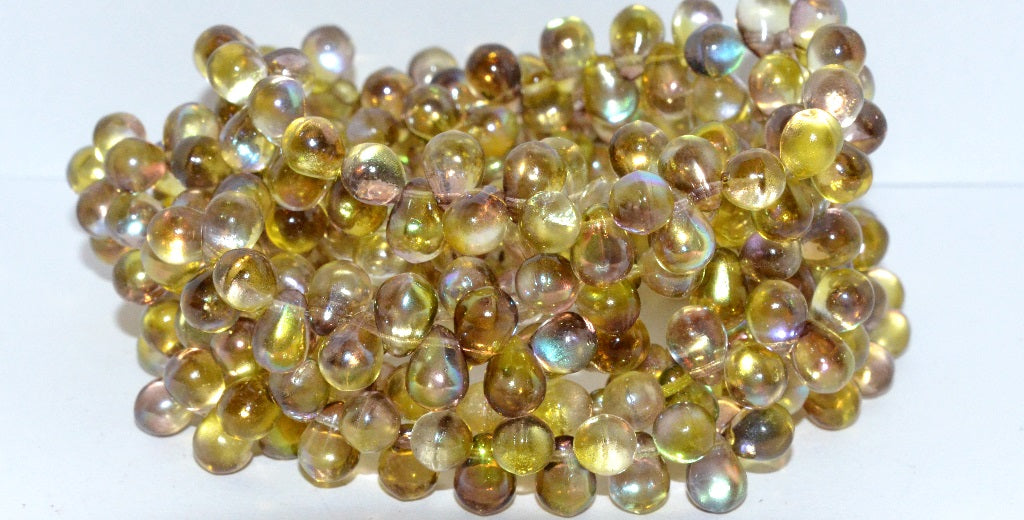 Pear Drop Pressed Glass Beads, Crystal 48108 (30 48108), Glass, Czech Republic