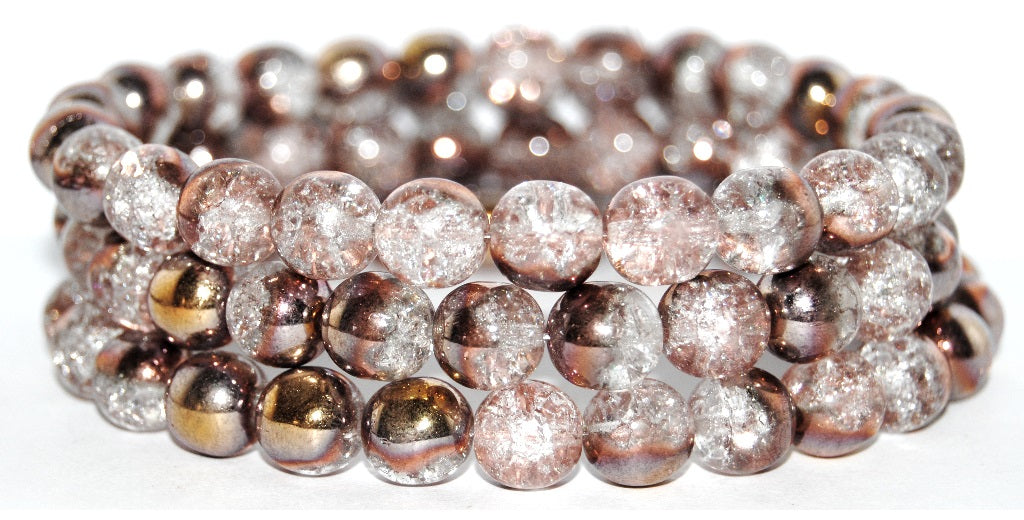 Round Pressed Glass Beads Druck, (27101 Crack), Glass, Czech Republic