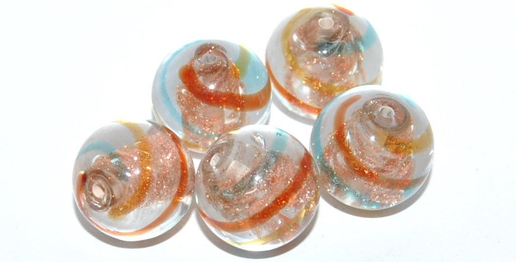 Rouns Ball Lampwork Glass Handmade Beads, (B), Glass, Czech Republic