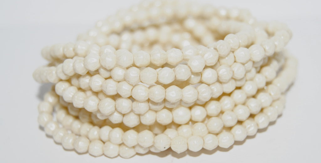 Round Pressed Glass Beads Druck, Luster Cream (14401), Glass, Czech Republic