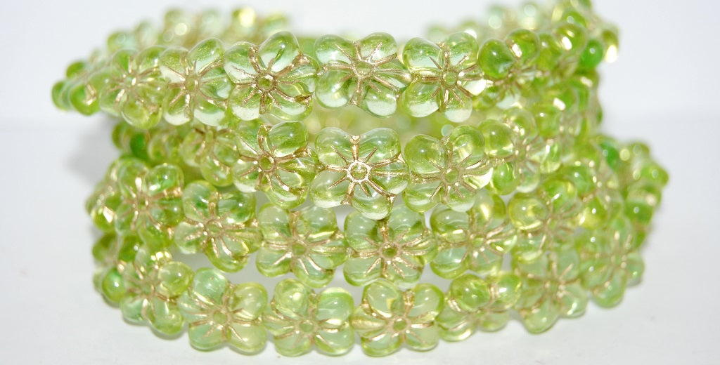 Flower Pressed Glass Beads, (87501 54202), Glass, Czech Republic