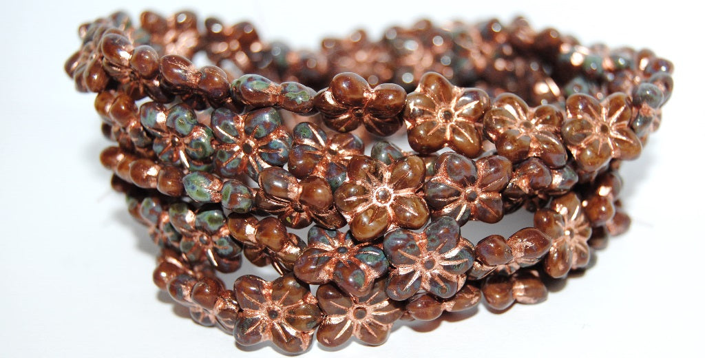 Flower Pressed Glass Beads, (Xxxxx 54200), Glass, Czech Republic