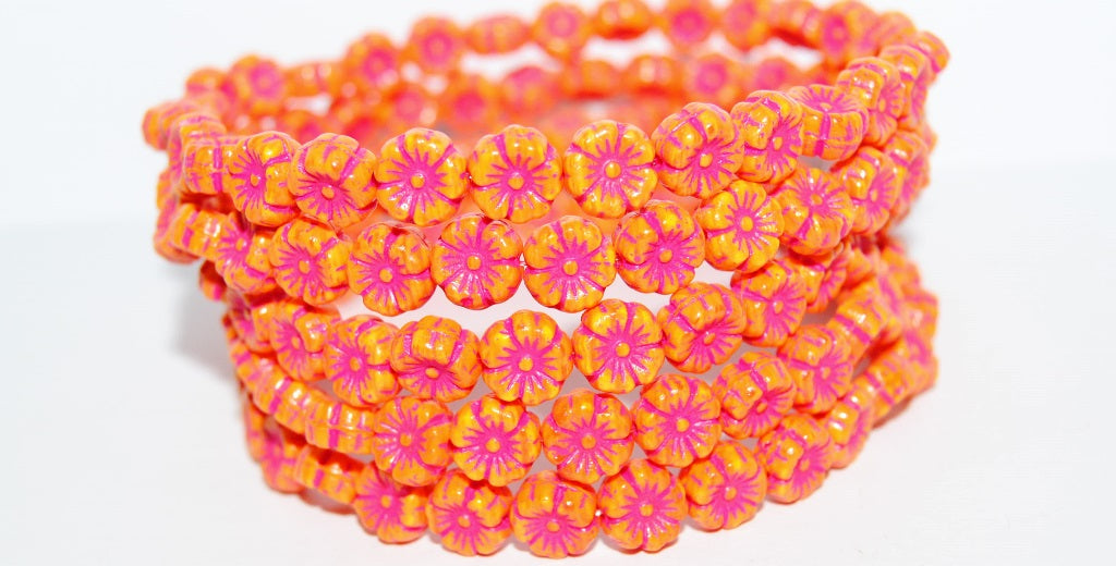 Hawaii Flower Pressed Glass Beads, (93148312 46470), Glass, Czech Republic