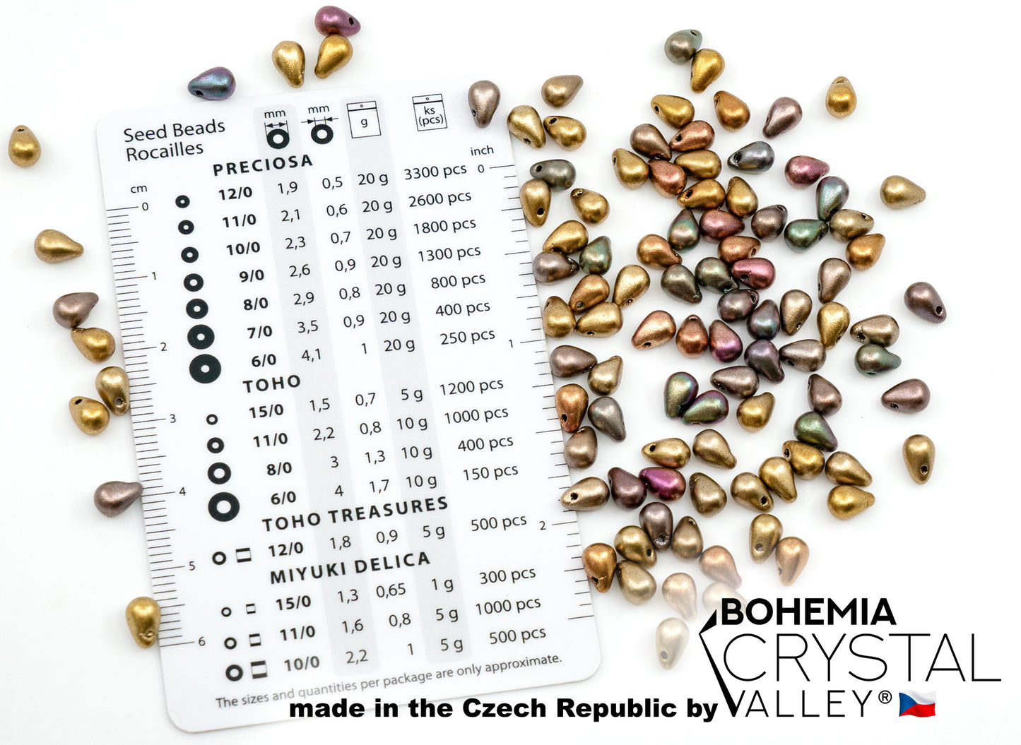 ティアドロップチェコガラスビーズ、ゴールドパープルアイリス 01640