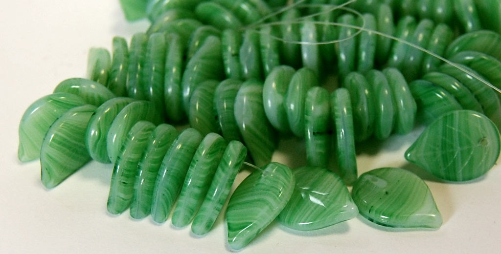 Leaf Pressed Glass Beads, 55000 (55000), Glass, Czech Republic