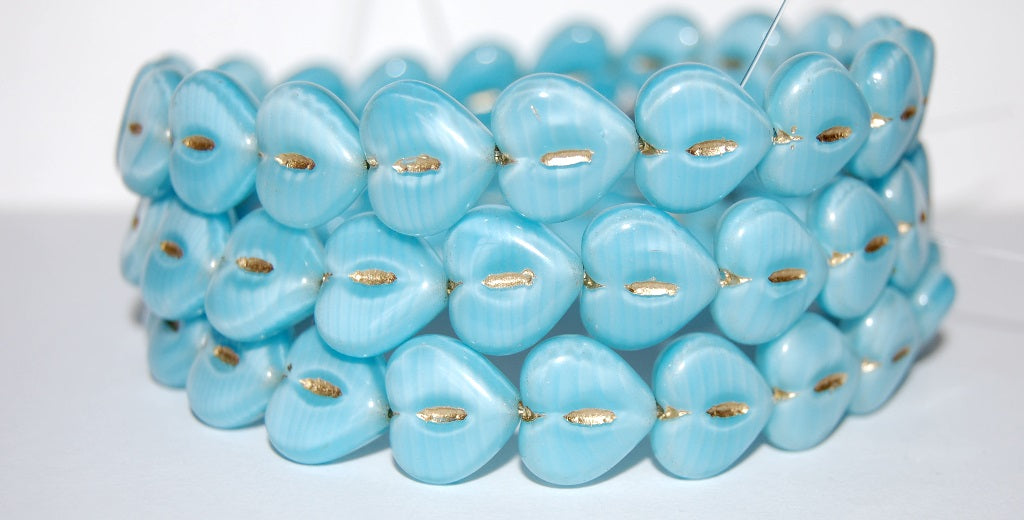 Heart Pressed Glass Beads, (66017 54202), Glass, Czech Republic