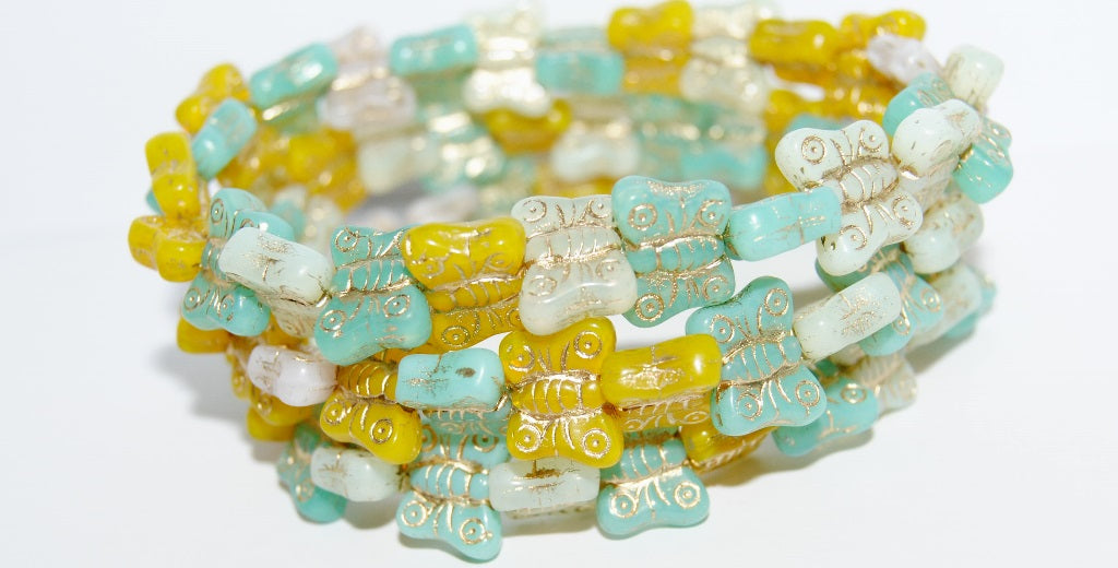Butterfly Pressed Glass Beads, Mixed Colors Gy 54202 (Mix Gy 54202), Glass, Czech Republic