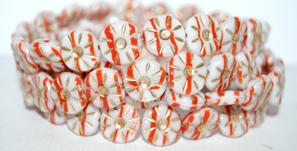 Flower Pressed Glass Beads, (8905 54202), Glass, Czech Republic