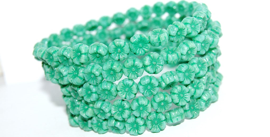 Hawaii Flower Pressed Glass Beads, (52020 46450), Glass, Czech Republic