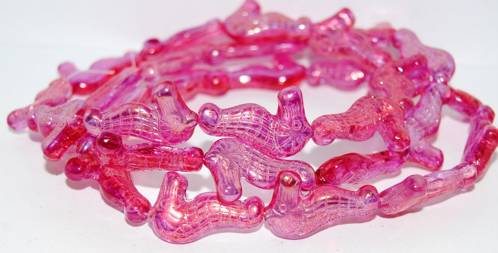Seahorse Pressed Glass Beads, 48120 (48120), Glass, Czech Republic