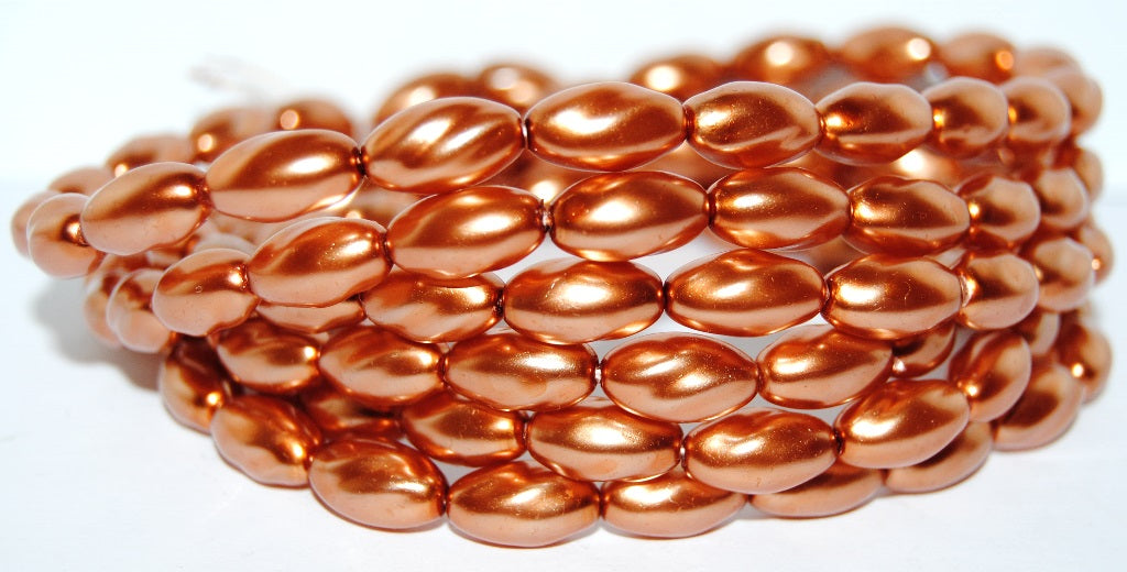 Olive Oval Pressed Glass Beads, 70016 (70016), Glass, Czech Republic