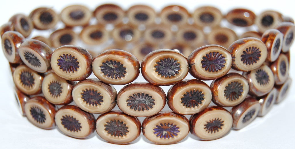 Table Cut Oval Beads Kiwi, (14010 43600 46421), Glass, Czech Republic