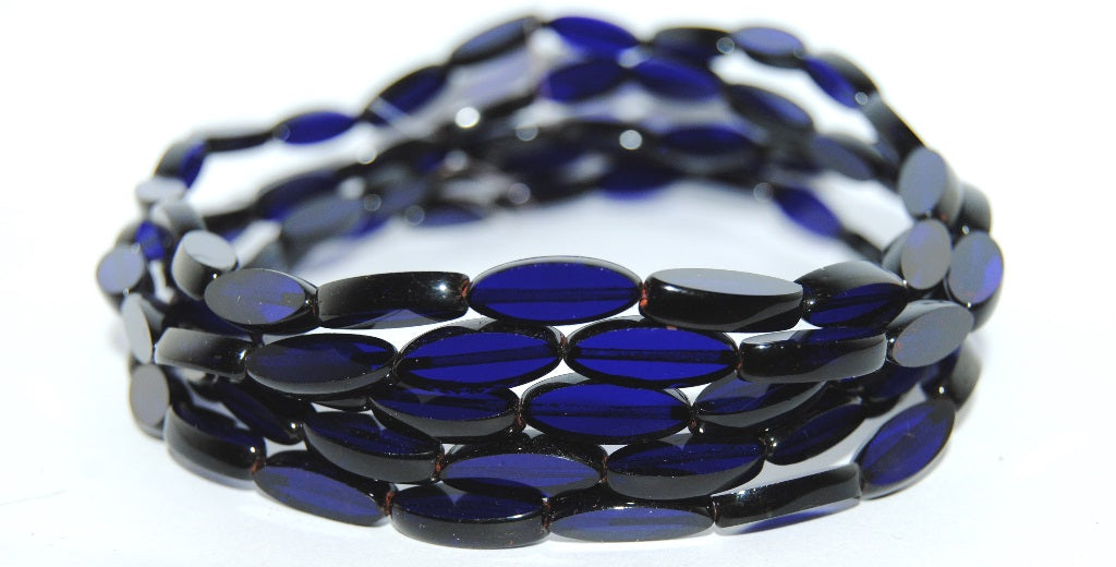 Table Cut Oval Boat Beads, Transparent Blue Travertin (30090 86800), Glass, Czech Republic