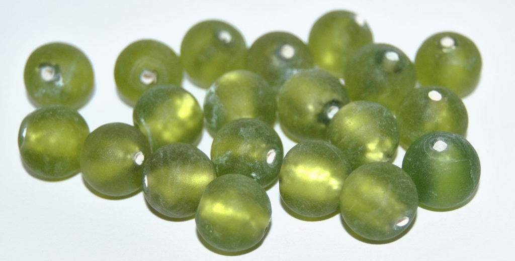 Czech Glass Hand Made Round Lampwork Beads With Silver Plates, (10 F), Glass, Czech Republic