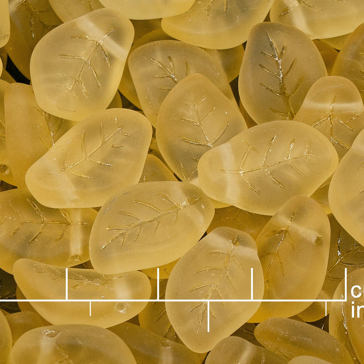 OUTLET 10 grams Wavy Leaf Beads, 9 x 14 mm, Topaz Yellow Transparent Matte (10010-84110), Glass, Czech Republic