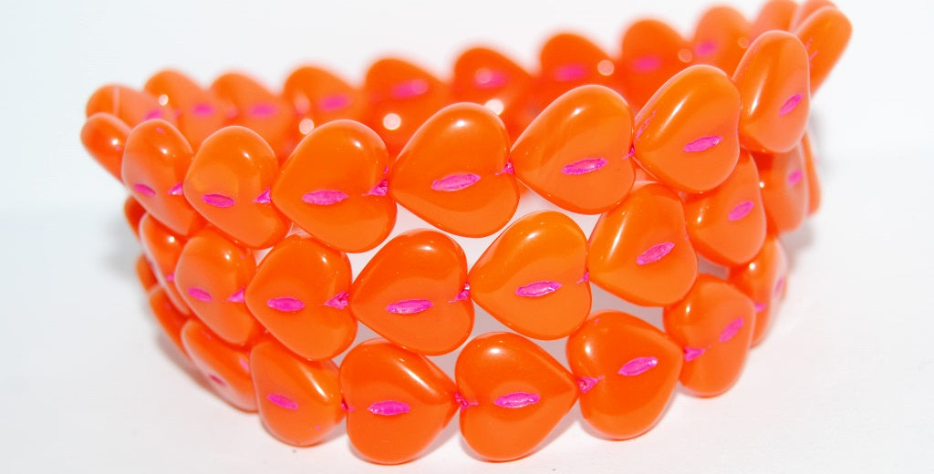Heart Pressed Glass Beads, (81260 46470), Glass, Czech Republic