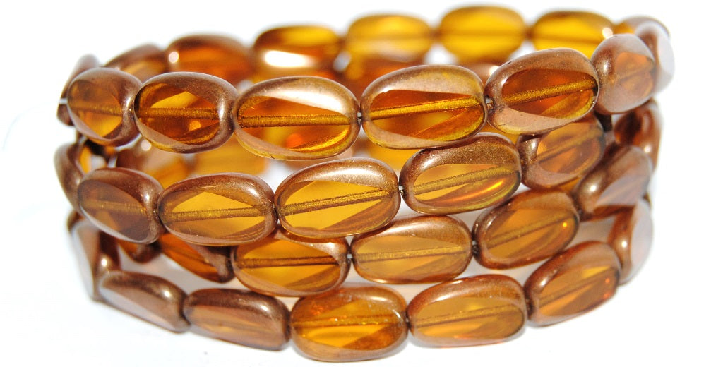 Table Cut Rectangle Beads, Transparent Yellow Bronze (80040 14415), Glass, Czech Republic