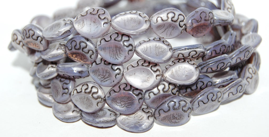 Tear Oval Pressed Glass Beads, (21350 23202), Glass, Czech Republic