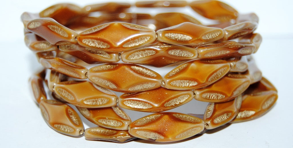 Faceted Oval With Star Pressed Glass Beads, (17113 54202), Glass, Czech Republic