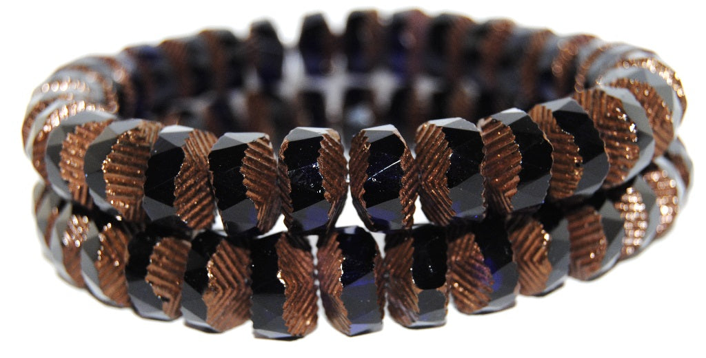 Faceted Cathedral Fire Polished Glass Beads, Transparent Blue Bronze (30090 14415), Glass, Czech Republic