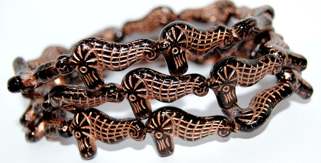 Seahorse Pressed Glass Beads, Transparent Amethyst 54200 (20080 54200), Glass, Czech Republic