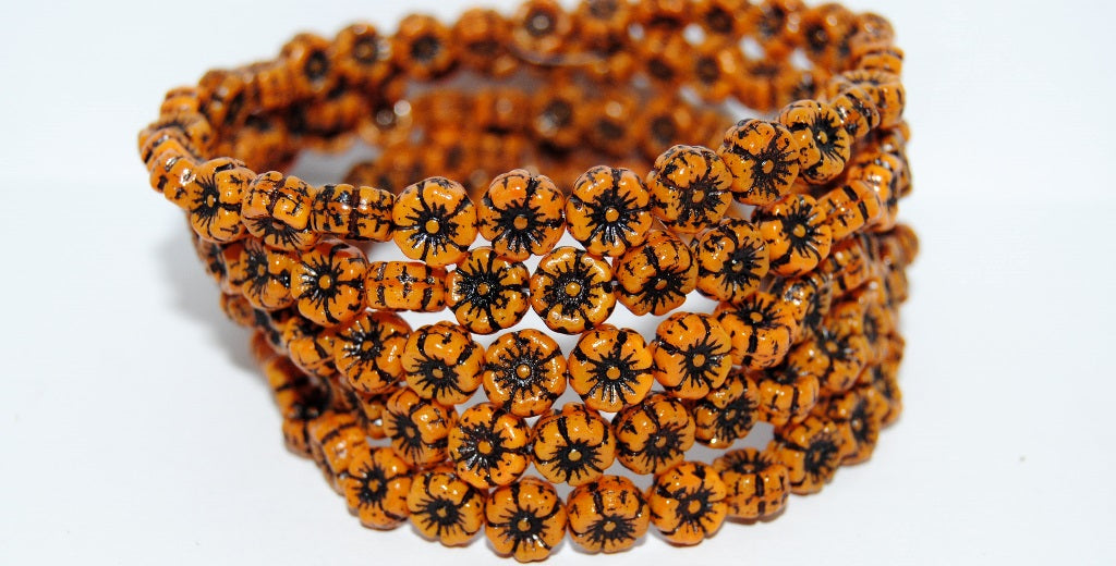 Hawaii Flower Pressed Glass Beads, (81240 46769), Glass, Czech Republic
