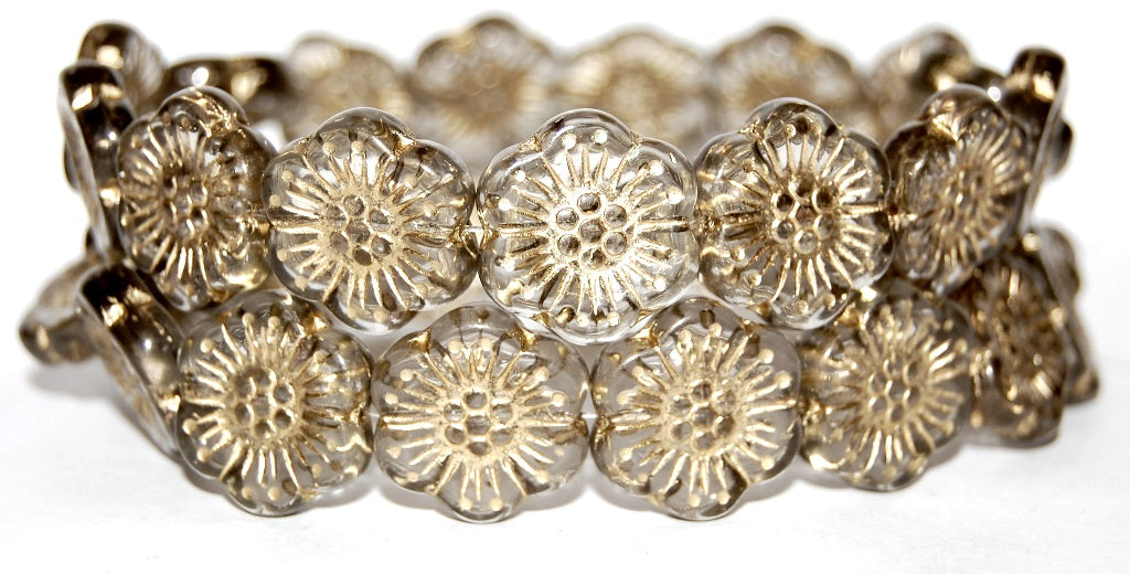 Flower Pressed Glass Beads, (40020 54202), Glass, Czech Republic