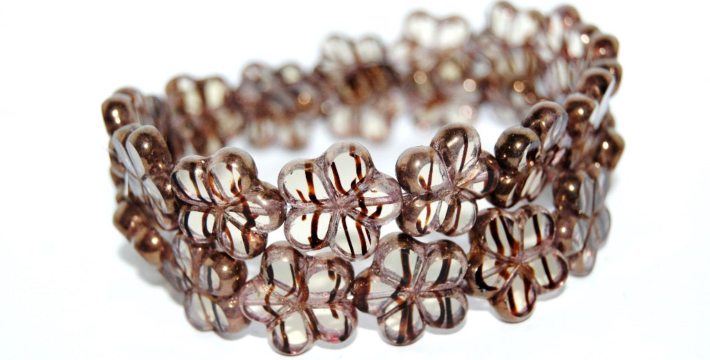 Table Cut Flower Beads, 18016B Bronze (18016B 14415), Glass, Czech Republic