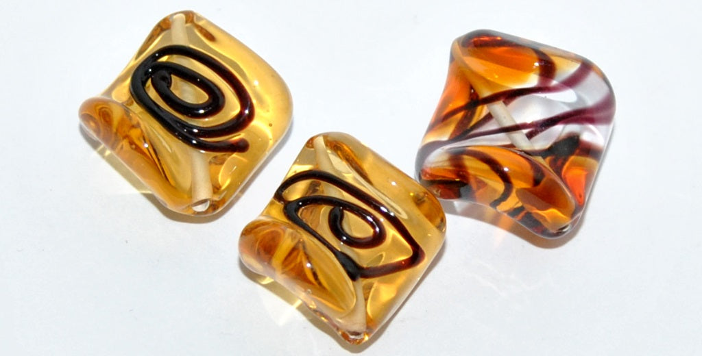 Leaf Lampwork Glass Handmade Beads, (I), Glass, Czech Republic