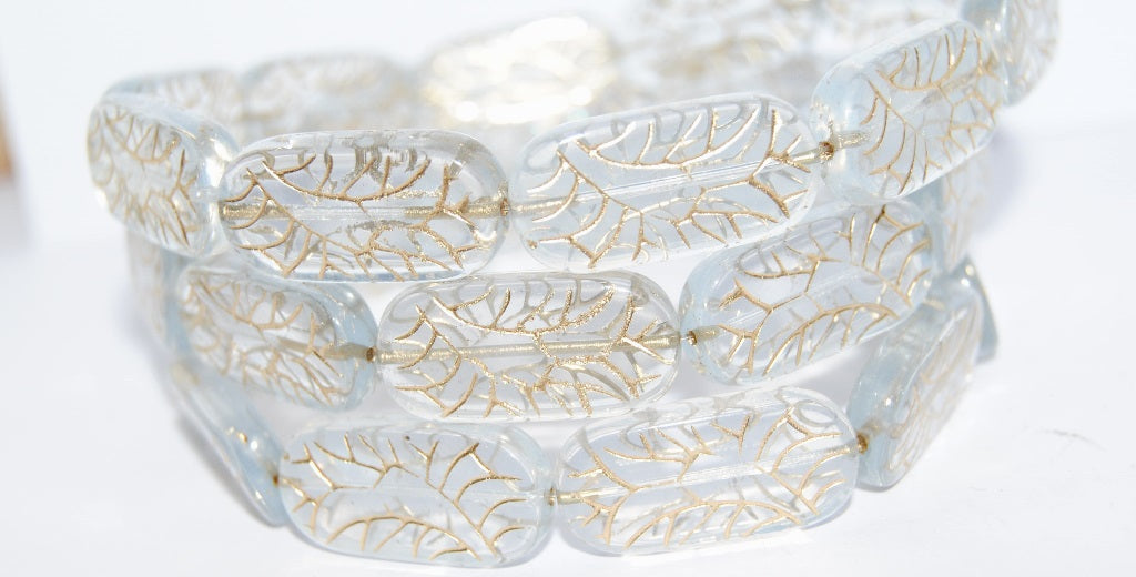 Rectangle With Ornament Pressed Glass Beads, (1000 54202), Glass, Czech Republic