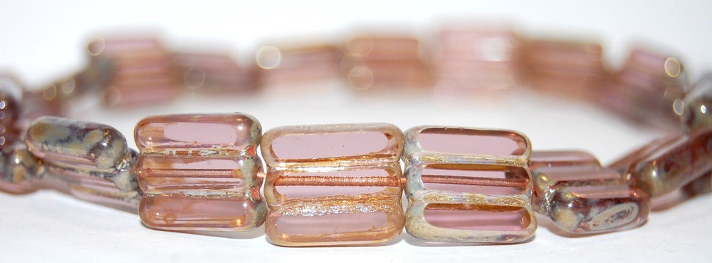 Table Cut Square Beads With 3 Lines, Transparent Light Amethyst 43400 (20020 43400), Glass, Czech Republic
